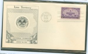 US 838 1938 3c Iowa Territory Centennial (single) on an unaddressed FDC with an Historic Arts cachet