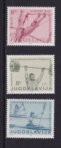 Yugoslavia   #1576-1578  MNH  1982   gymnastics  weightlifting kayak