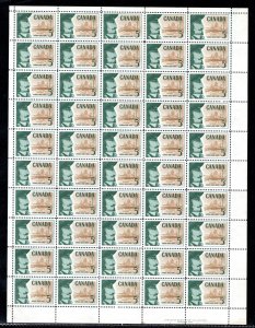 379, Scott, 5c, Canada, Champlain, Full Sheet of 50, VF, 1958, Postage Stamps