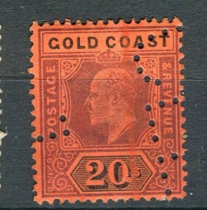 GOLD COAST; 1903 scarce early Ed VII issue fine used 20s. value + PERFIN