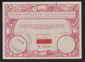 AUSTRALIA 1970 4c Commonwealth Reply Coupon - overprinted 5c...............D6140