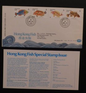 1981 Hong Kong First Day Cover FDC to Hague Netherlands Fish