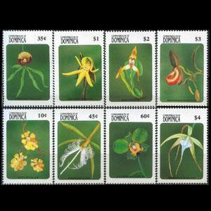 DOMINICA 1989 - Scott# 1186-93 Orchids Set of 8 NH toned