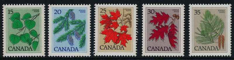 Canada 717-21 MNH Tree Leaves, Aspen, Maple, Oak, Pine, Douglas Fir