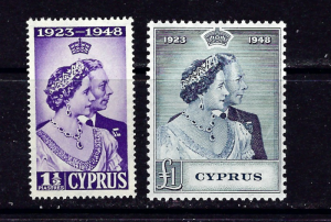 Cyprus 158-59 MNH 1948 KGVI Silver Wedding