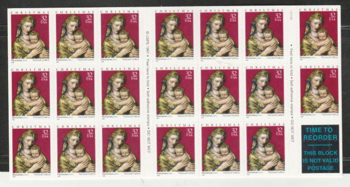 U.S. Scott #3244a Christmas Madonna Stamp - Mint NH Booklet Pane