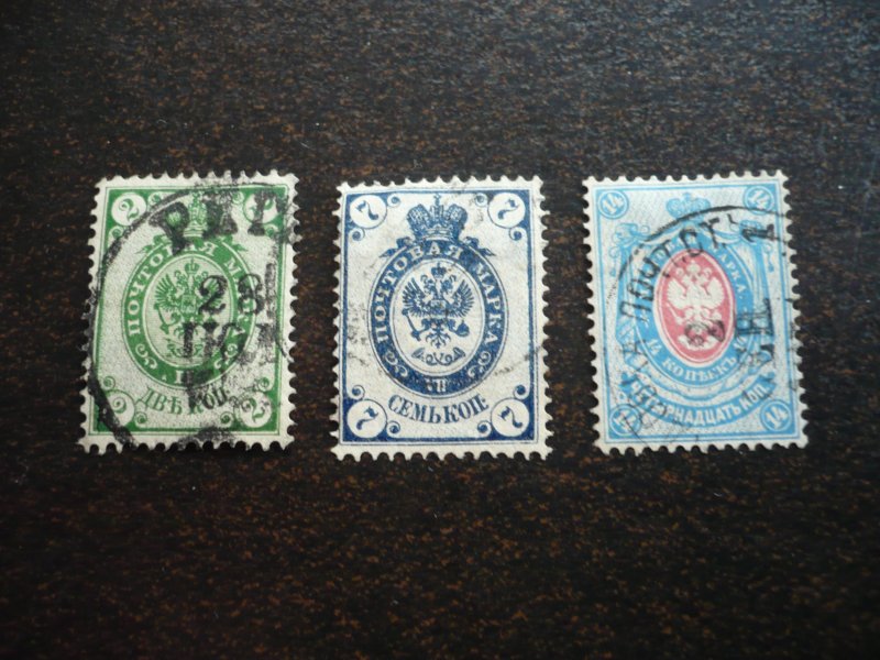Stamps - Russia - Scott# 32, 35, 36 - Used Part Set of 3 Stamps
