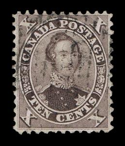 GENUINE CANADA SCOTT #17 USED CPES CERT 1859 BROWNISH VIOLET  - ESTATE CLOSEOUT.