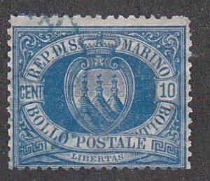 San Marino # 7 or 7a? Ultramarine or Blue, used, 1/3 Cat.