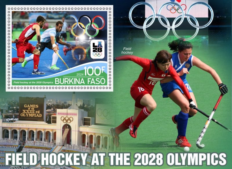 Stamps. Olympic 2028 LA Field Hockey 2024 year 6 sheets perforated