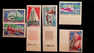 FRENCH POLYNESIA Sc 217-22 NH IMPERF ISSUE OF 1966 - SHIPS - 50EU