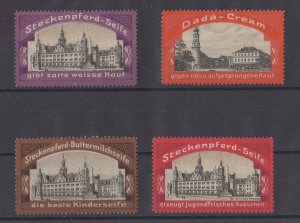 German Steckenpferd Soap & Dada Cream Advert Stamps, Dresden & Weimar Palaces