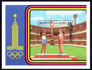 St.Lucia 1980 Sc#520 MOSCOW OLYMPIC GAMES Souvenir Sheet MNH