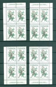 Canada. 1968. 4 Diff. Plate-Blocks. Mnh. Upper/Lower. Bird. Gray Jay. Sc# 478.