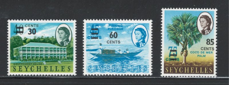 Seychelles 1968 Surcharges Scott # 241 - 243 MH