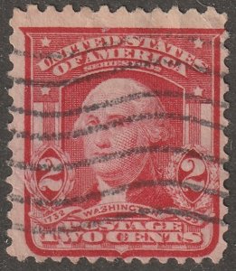 USA, stamp, Scott#319, used, hinged, 2 cent, red, Washington