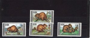 MONGOLIA 1989 WILD ANIMALS/BEAVERS SET OF 4 STAMPS MNH