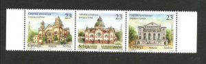 JEWISH SACRAL ARCHITECTURE IN SERBIA-JUDAICA-SYNAGOGUE-BLOCK OF 3 -MNH**-2018.