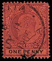 Lagos #41 Used; 1p King Edward VII (1904) (1)