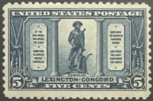 Scott #619 1925 5¢ Lexington-Concord The Minute Man unused HR