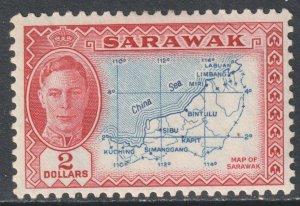 Sarawak Scott 193 - SG184, 1950 George VI $2 MH*