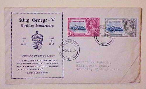 BASUTOLAND  FDC    KING GEORGE V 1935 JUNE 3