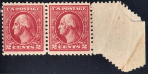 US 528 Washington / Franklin Error Mint Hinged Margin Pair with Big Foldover ...