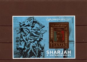 SHARJAH 1972 GENERAL CHARLES DE GUALLE S/S ON GOLD FOIL MNH
