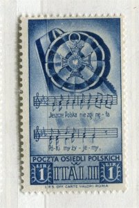 ITALY; 1940s early WWII Polish and Italian Forces issue fine Mint 1L. value