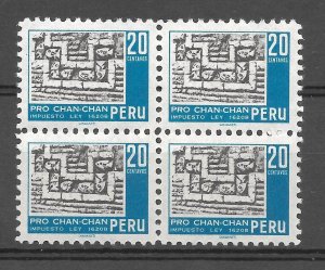 PERU 1967 POSTAL TAX STAMP PRO CHAN CHAN ARCHAEOLOGICAL SITE BLOCK RA 53 MI Z54