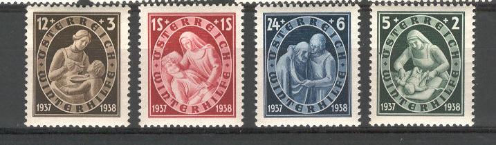 Austria1936 Scott B152-55 mnh fvf scv $9.00 less75%=$2.25BIN