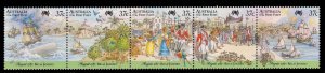 Australia #1027a-e   First Fleet  1987  strip of 5   MH