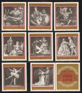 Austria Scott 804a-h MNHOG- 1969 Cent. of Vienna Opera House Singles - SCV $4.00