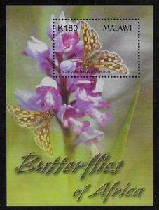 Malawi #719 SS  Butterflies and orchids  2003  MNH