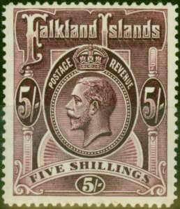 Falkland Islands 1914 5s Reddish Maroon SG67a Fine MNH