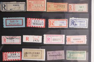 WW Special Delivery Express Registered Etiquette city POD labels 28 stamp lot DL