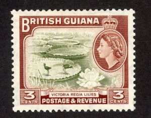 British Guiana 255 MH 1954 3c red brown & olive