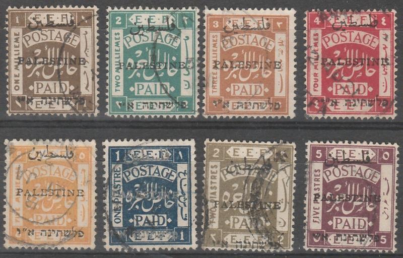 PALESTINE 1921 EEF OVERPRINTED RANGE TO 5PI USED 