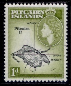 PITCAIRN ISLANDS QEII SG19, 1d black & olive-green, FINE USED.