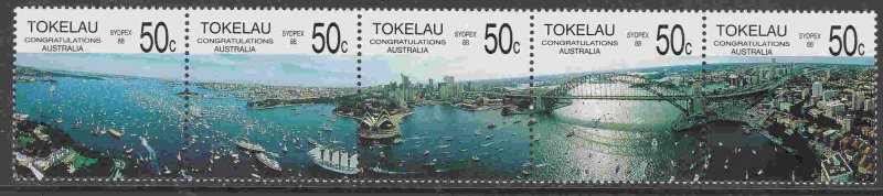 Tokelau #150 strip of 5, F-VF Mint NH ** Australia Bicentennial