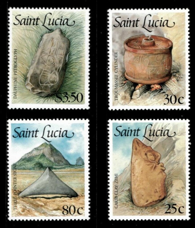 St. Lucia 1988 - American Indian Artifacts - Set of 4v - Scott 906-09 - MNH