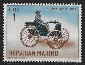 San Marino #494 1l Automobiles - Duryea, 1892 ~ MNH