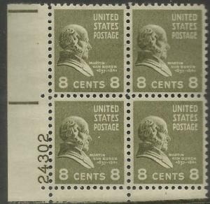 UNITED STATES 813 MNH, PLATE BLOCK, MARTIN VAN BUREN