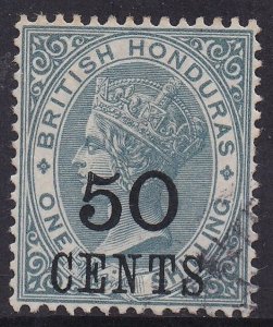 BRITISH HONDURAS 1888 QV 50C ON 1/- USED