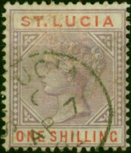 St Lucia 1887 1s Dull Mauve & Red SG42 Good Used