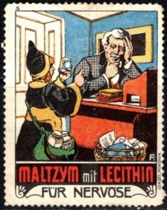 Vintage Germany Poster Stamp Maltzyme With Lecithin For Nervous