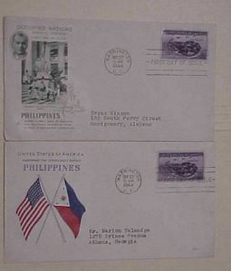 US FDC 2 DIFF.   PHILIPPINES CORRIGIDOR 1944 CACHET ADDRESSED