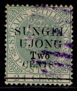 MALAYSIA - Sungei Ujong QV SG46, 2c on 24c green, USED. Cat £1200.