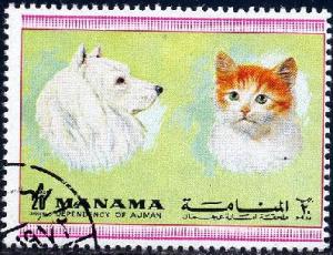 Dog, Cat, Manama stamp used