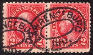 1923, US 2c Washington, Used pair, Nice cancel, Sc 554